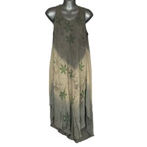 L.S.I. Women's Bohemian Midi Sundress Leaf Floral Print